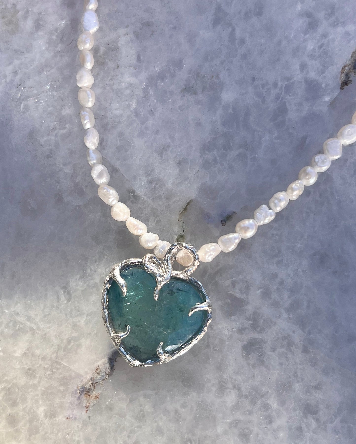 Siren’s Heart Amulet ⋄ Indicolite Tourmaline & Pearl