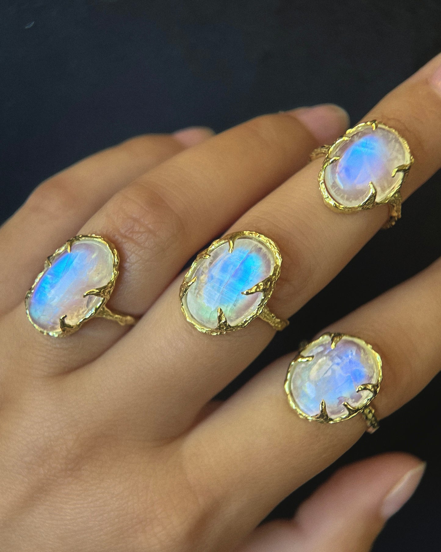 Oracle Ring ⋄ Rainbow Moonstone ⋄ Pick a Size ⋄ Gold Vermeil