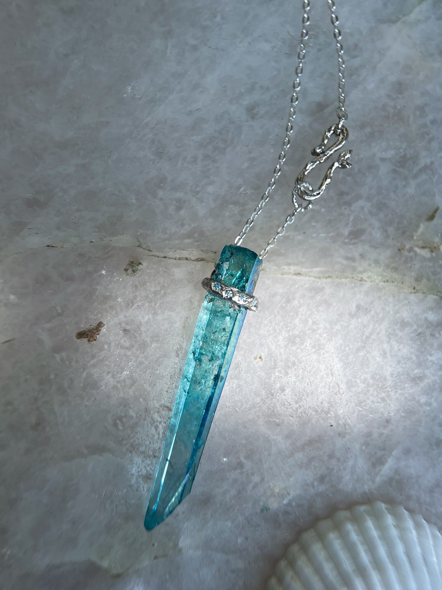 Healing Crystal Pendant ⋄ Aqua Aura Quartz