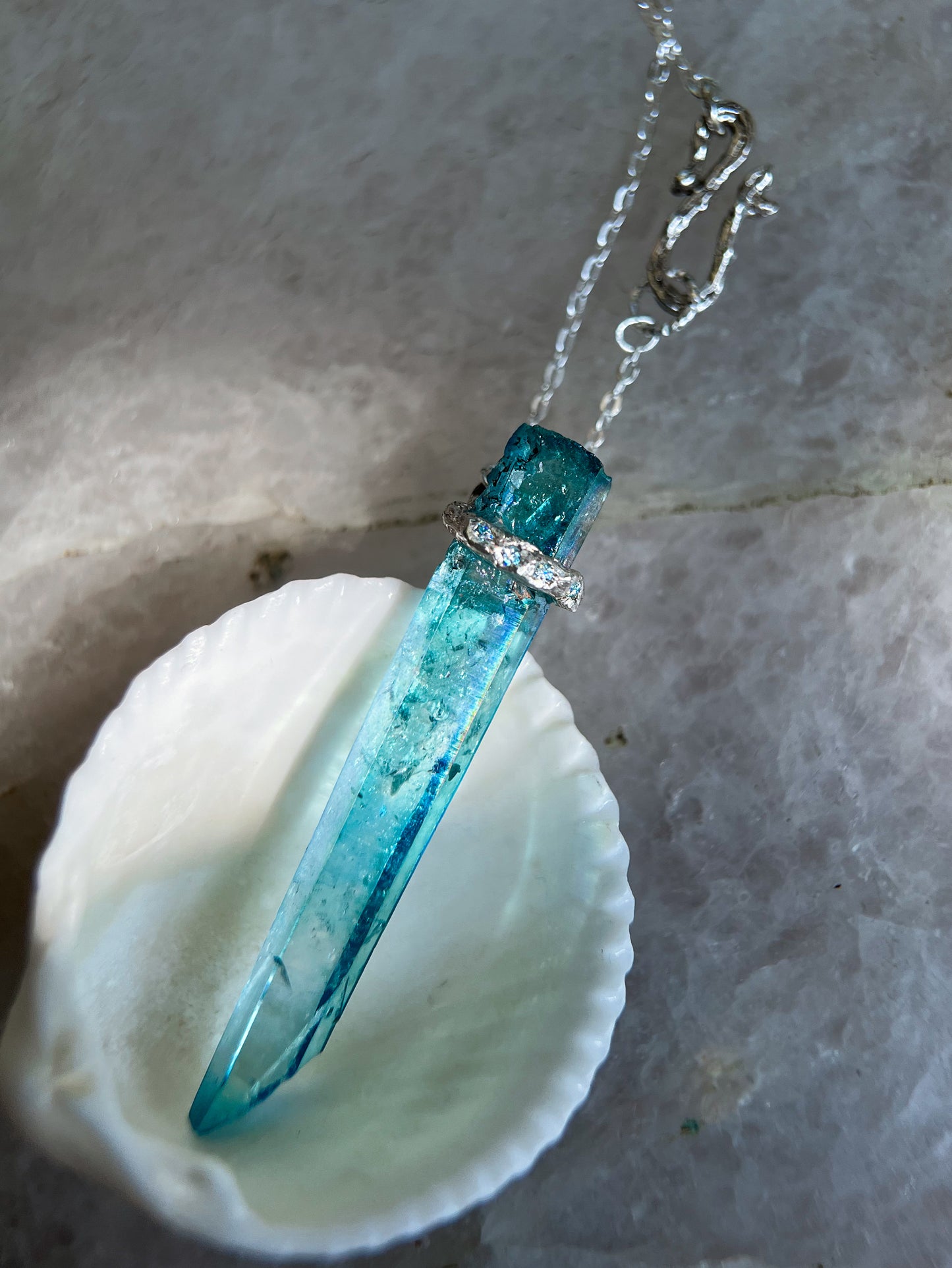 Healing Crystal Pendant ⋄ Aqua Aura Quartz