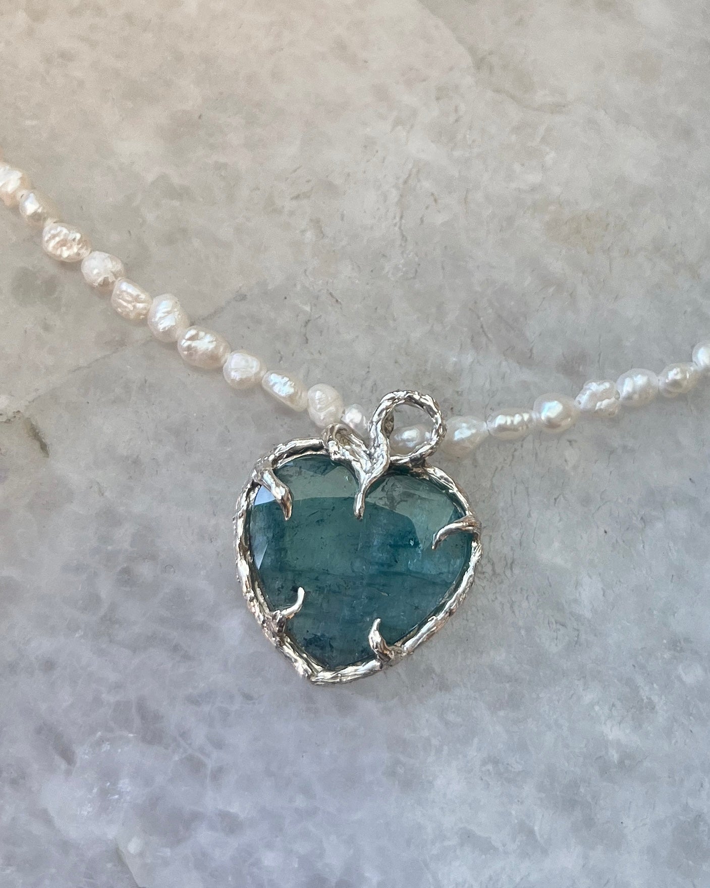 Siren’s Heart Amulet ⋄ Indicolite Tourmaline & Pearl