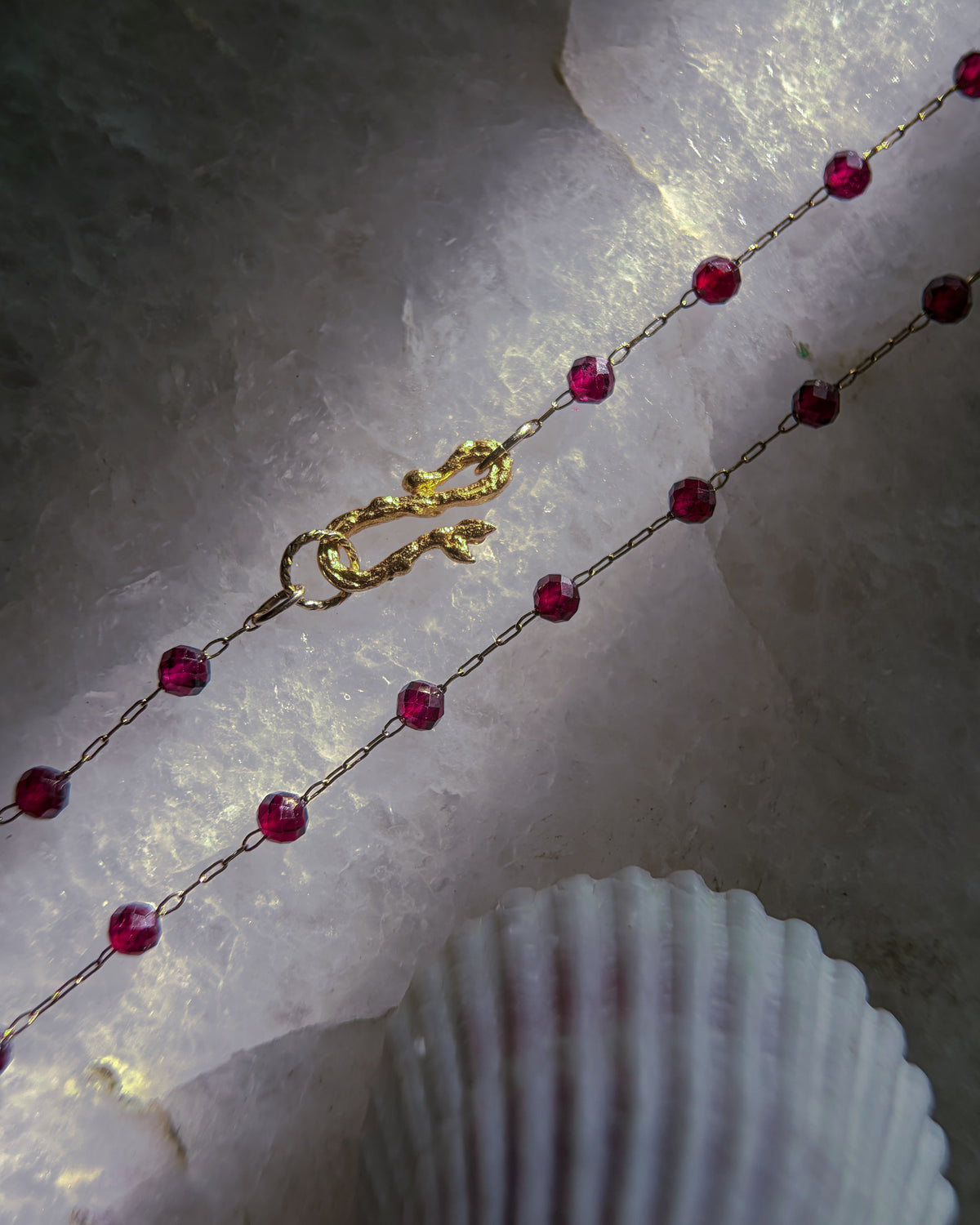 Velvet Rose Dewdrops Necklace ⋄ Garnet