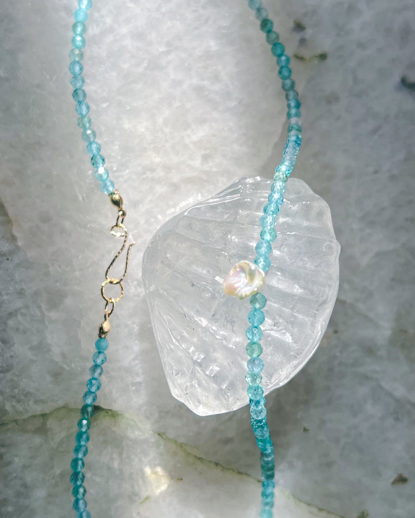 Salacia Necklace ⋄ Seafoam Apatite & Pearl