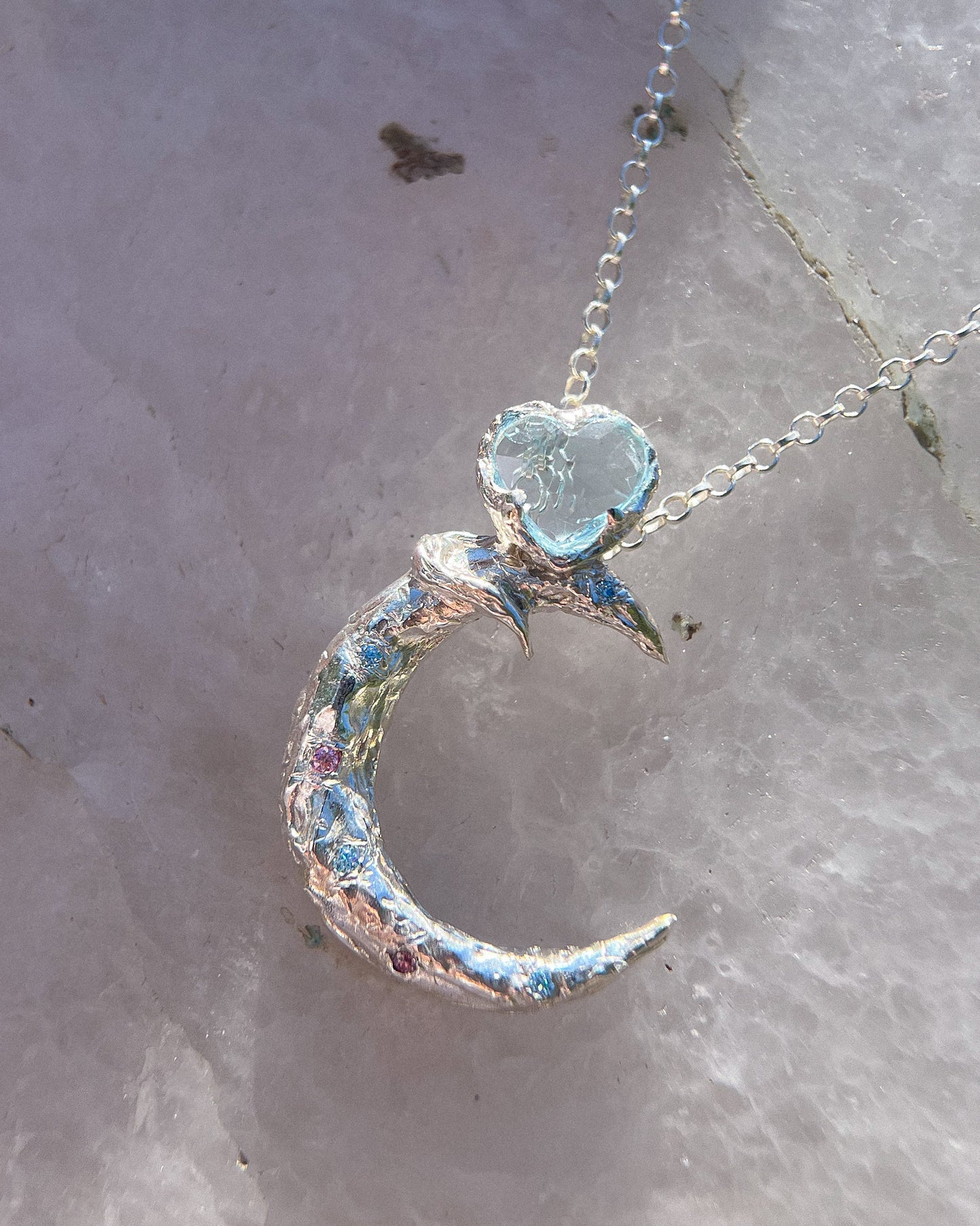 Crescent Moon Amulet ⋄ Aquamarine