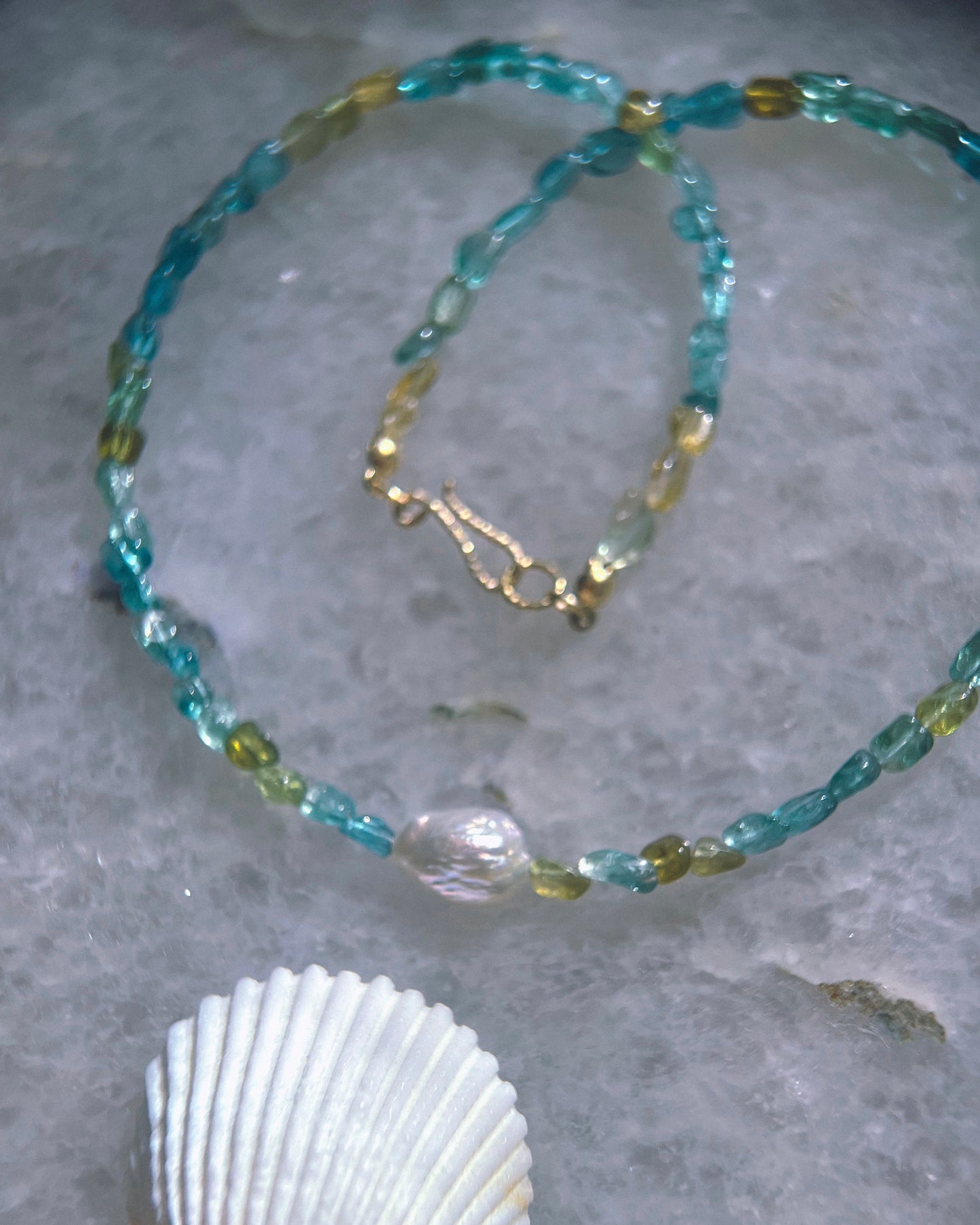 Ocean Pebbles Necklace ⋄ Blue Green Tourmaline & Pearl