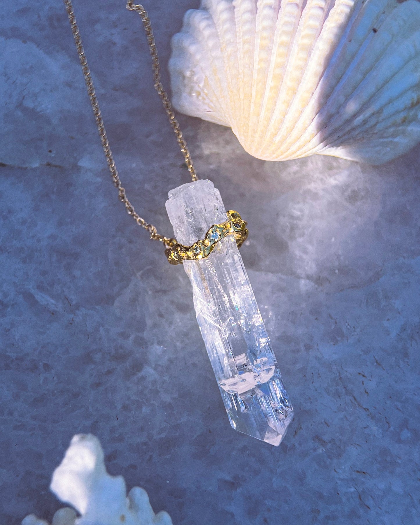Healing Crystal Pendant ⋄ Danburite ⋄ Gold Vermeil