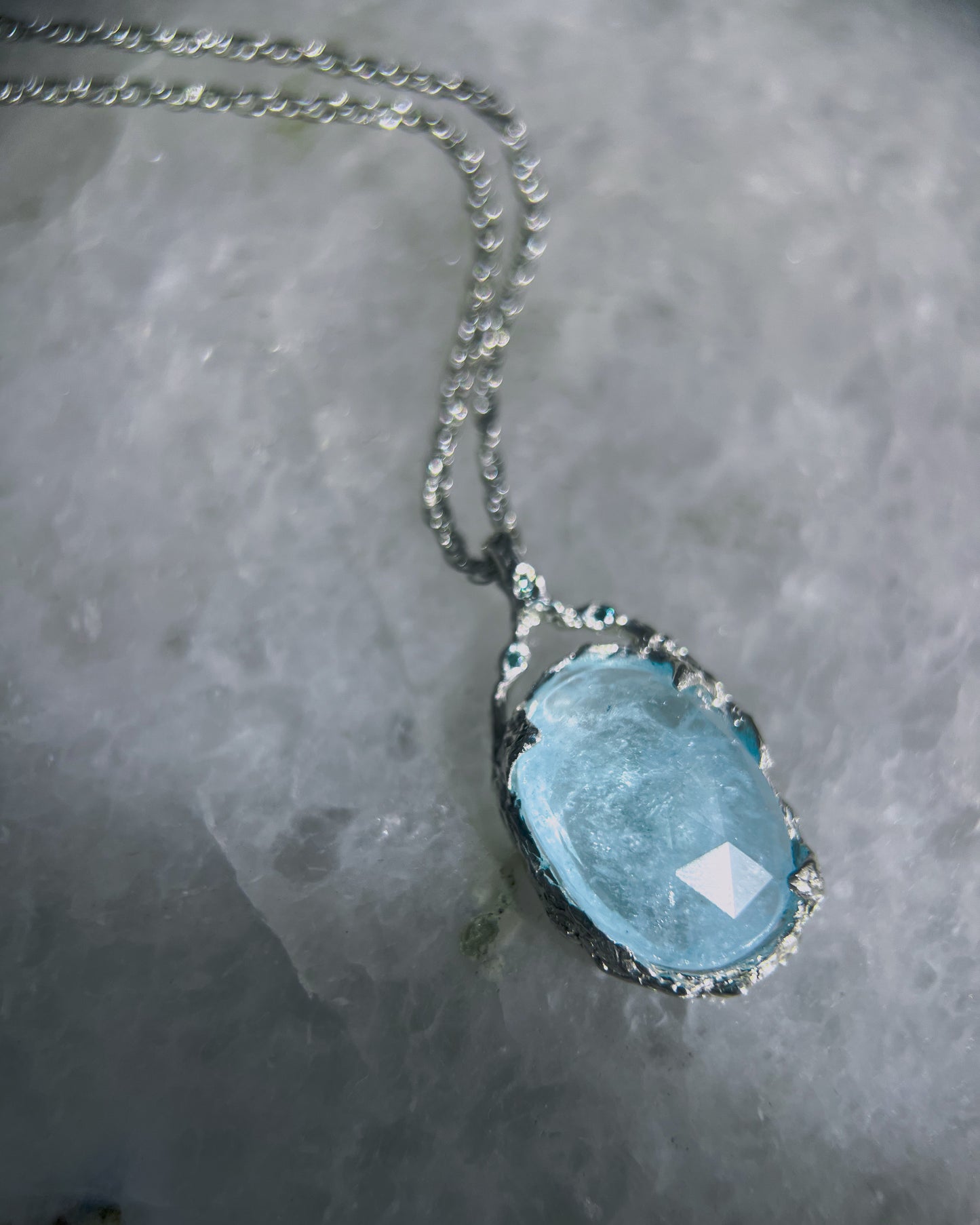 Oracle of the Moon Tide Necklace ⋄ Shimmer Aquamarine