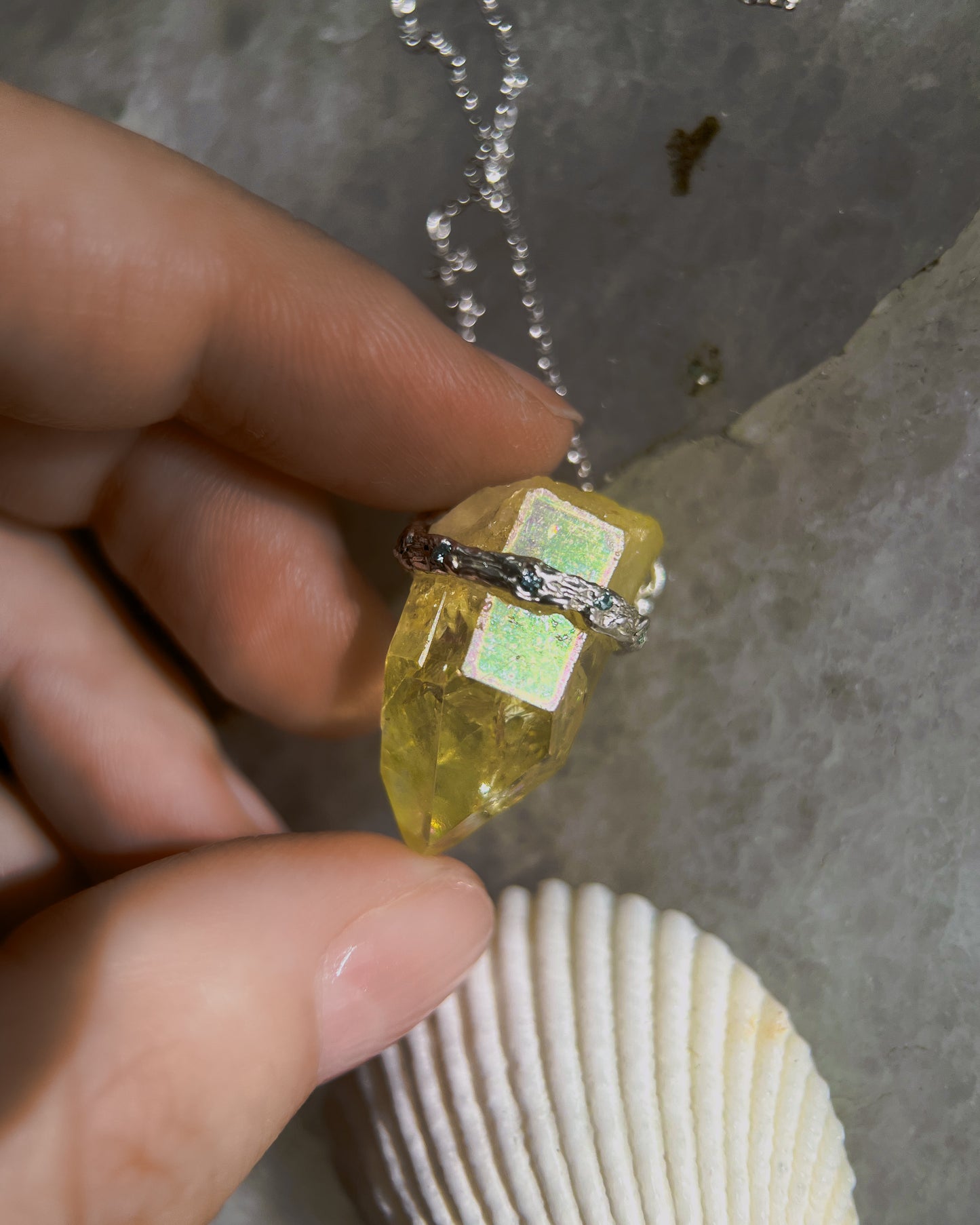 Healing Crystal Pendant ⋄ Yellow Aura Quartz