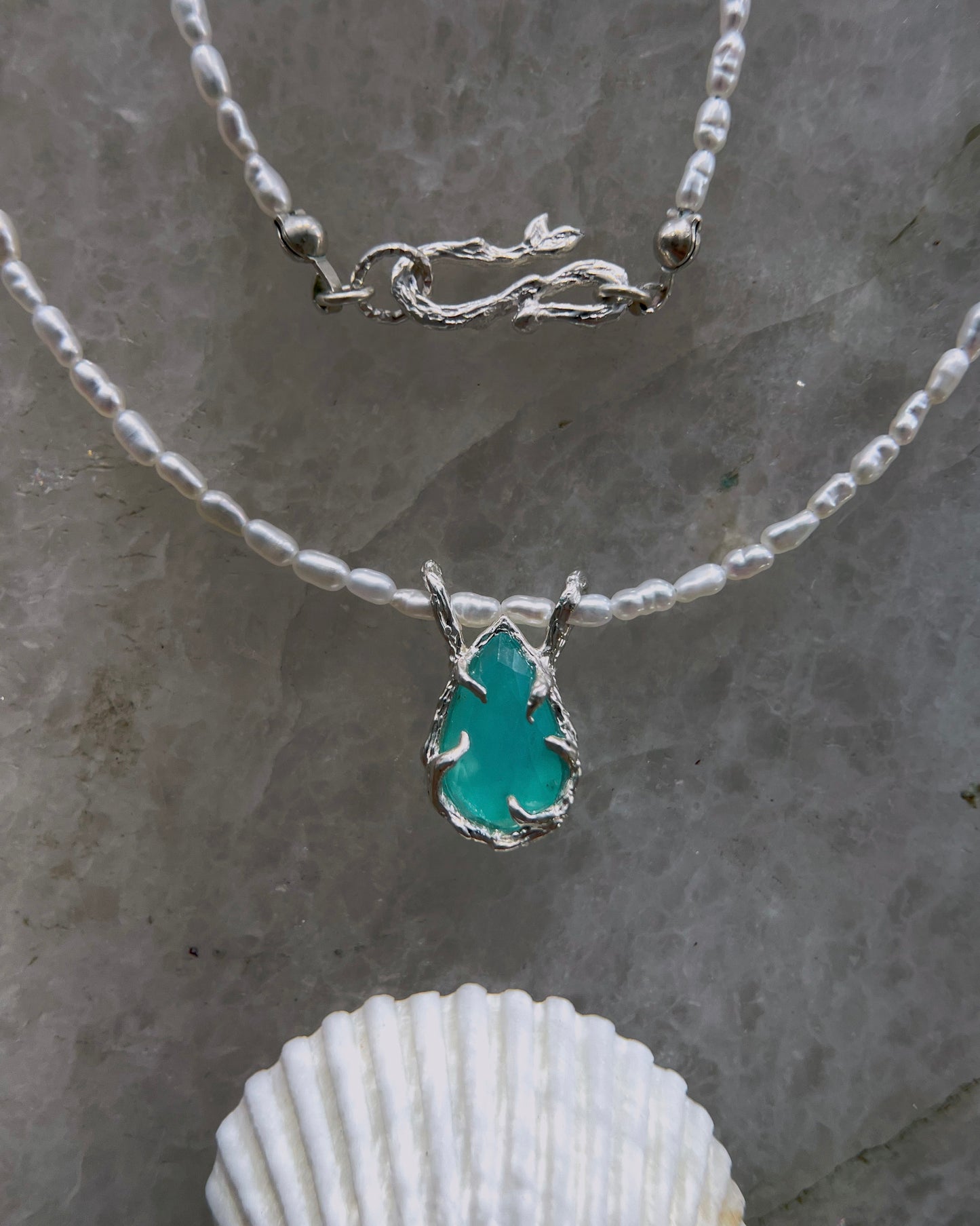 Siren’s Tear Amulet ⋄ Peruvian Opal & Pearls