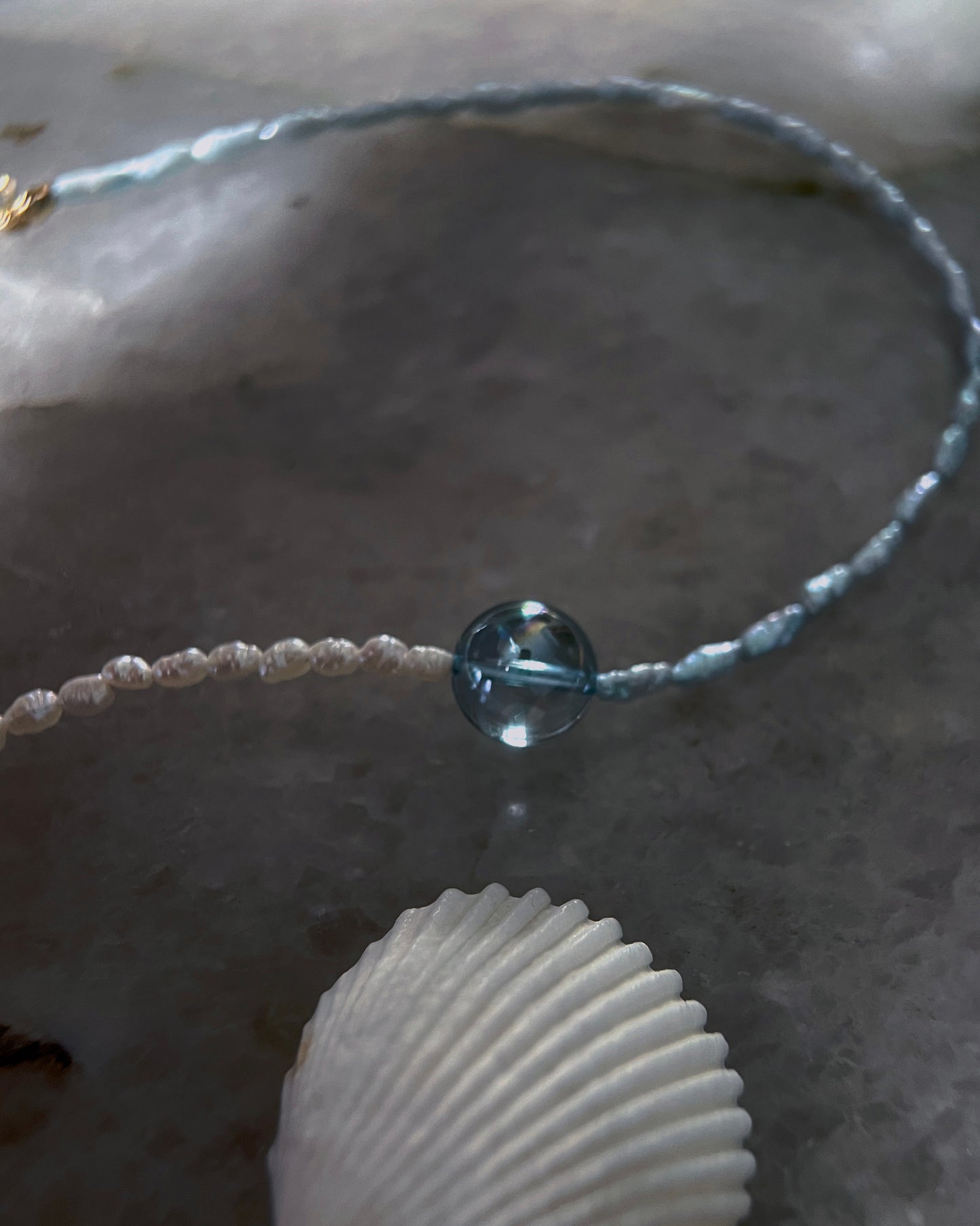 Daughter of the Sea Necklace ⋄ Aqua Aura Quartz & Pearls