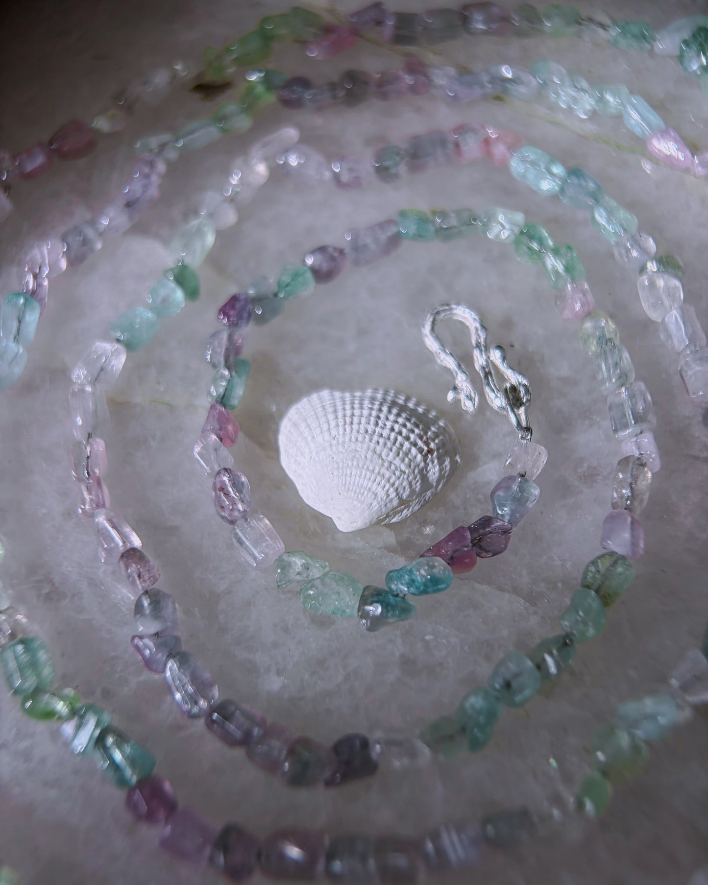 Lilac Storm Ocean Pebbles Long Necklace ⋄ Lilac / Aqua Tourmaline