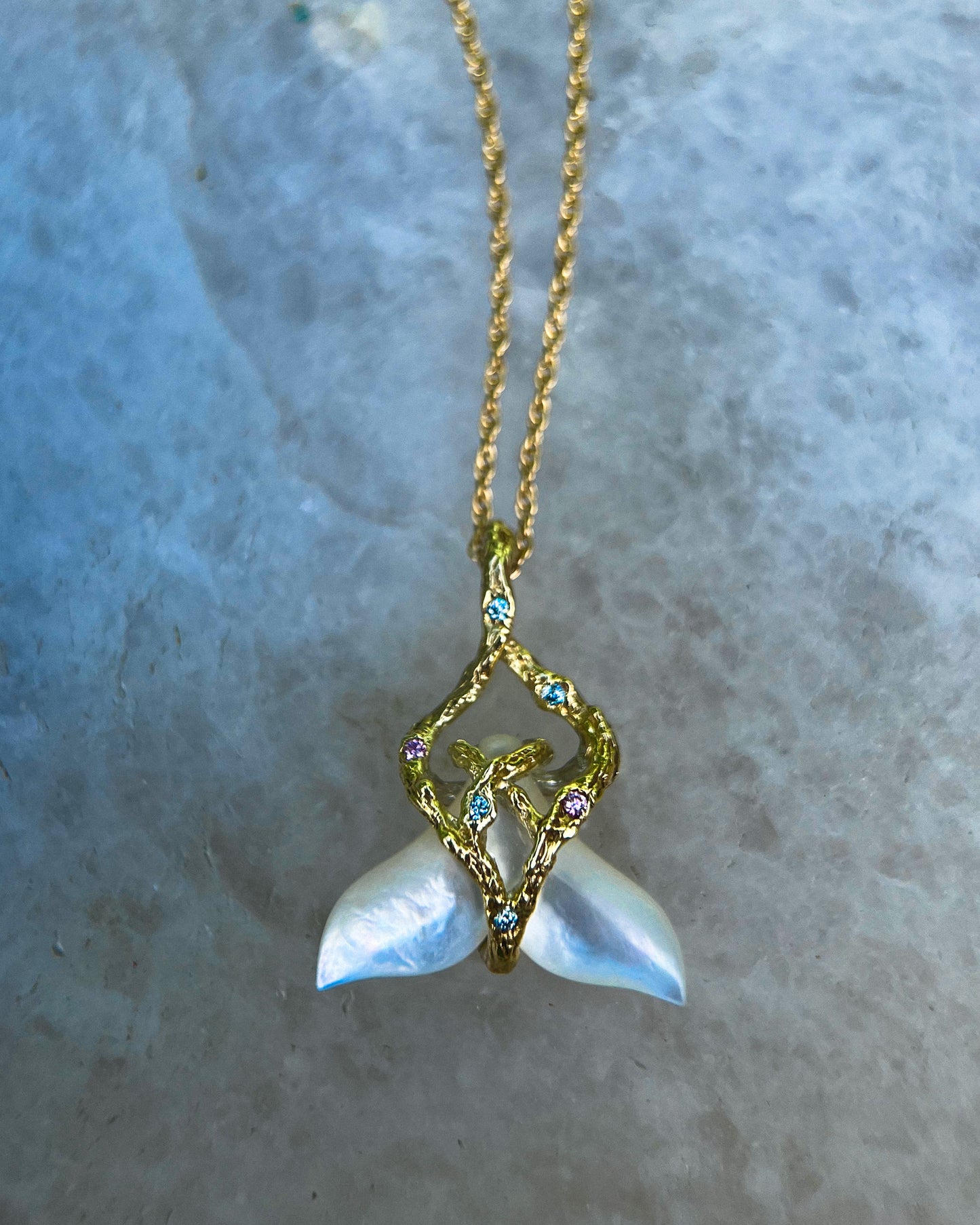 Whale Tail Spirit Animal Amulet ⋄ Mother of Pearl