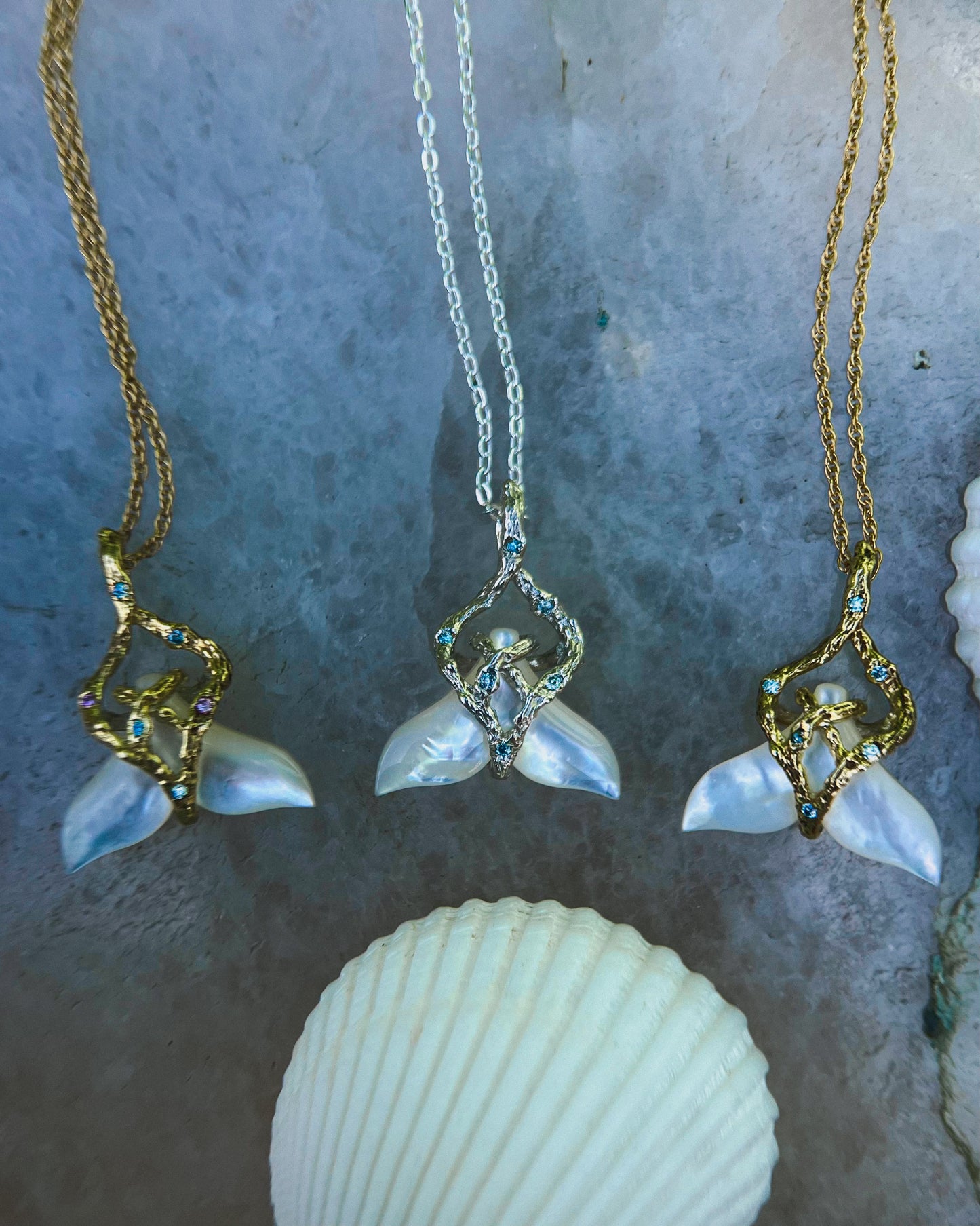 Whale Tail Spirit Animal Amulet ⋄ Mother of Pearl