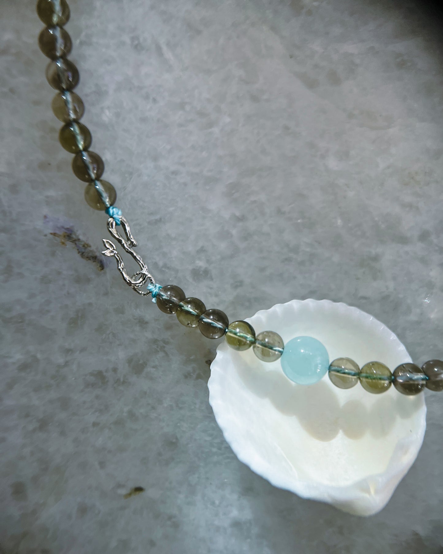 Daughter of the Sea necklace⋄ Smoky Quartz & Aquamarine