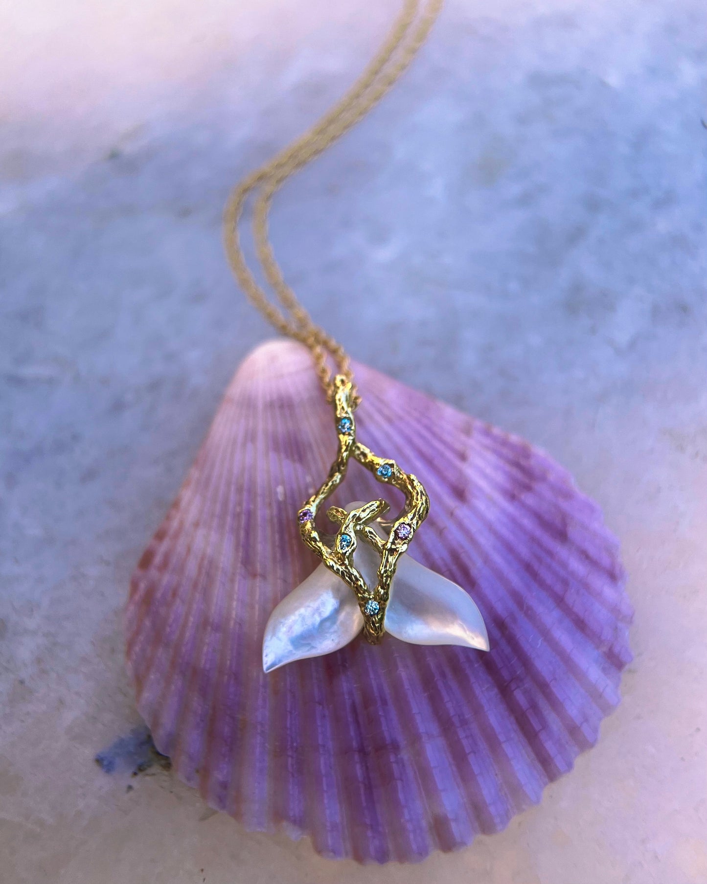 Whale Tail Spirit Animal Amulet ⋄ Mother of Pearl