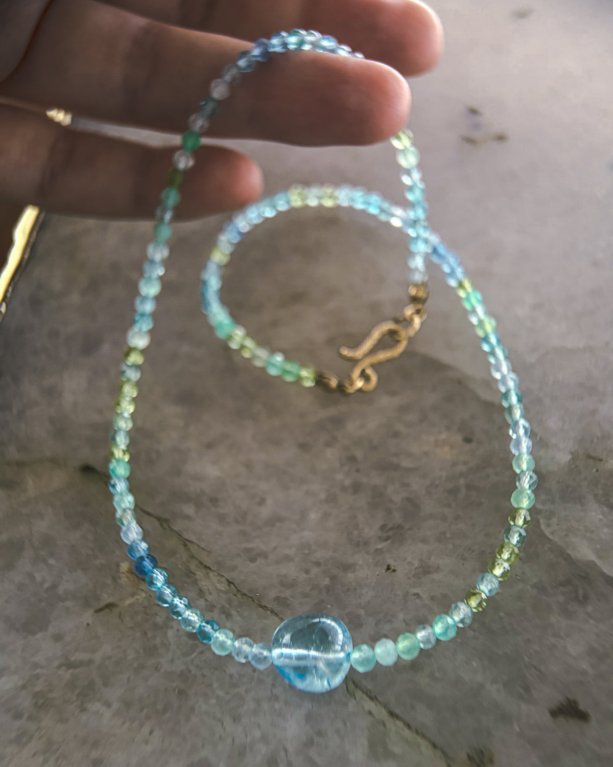 Ocean Spray Necklace ⋄ Aquamarine, Peridot, Topaz, Chrysoprase