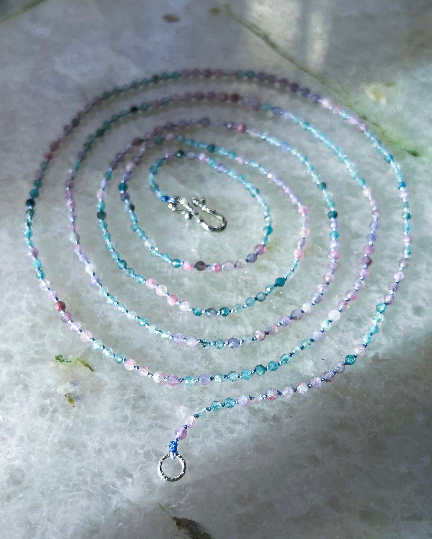 Dewdrops Long Layer Necklace ⋄ Pink & Blue Tourmaline