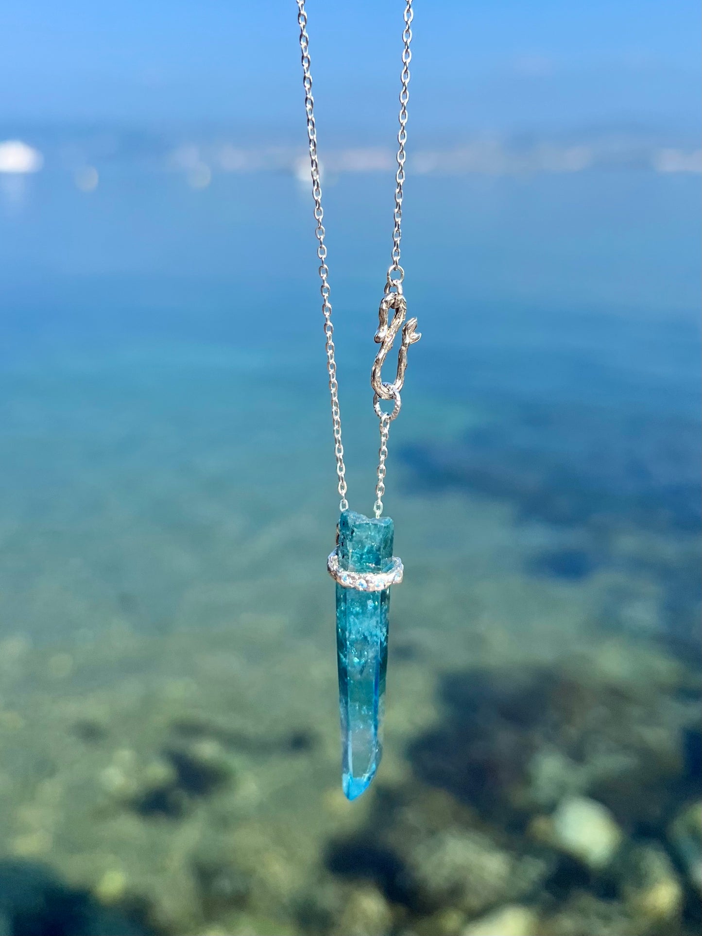 Healing Crystal Pendant ⋄ Aqua Aura Quartz