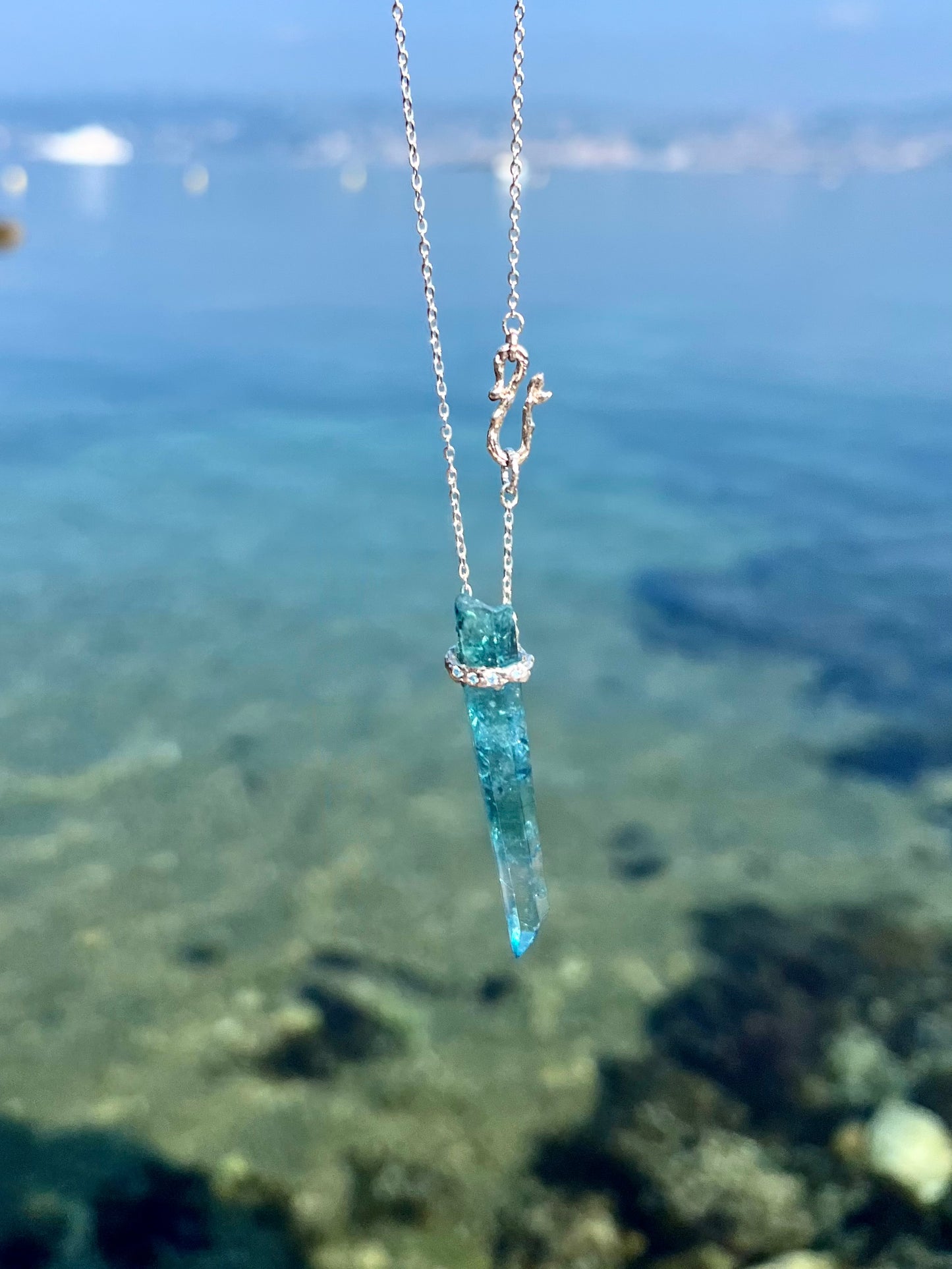 Healing Crystal Pendant ⋄ Aqua Aura Quartz