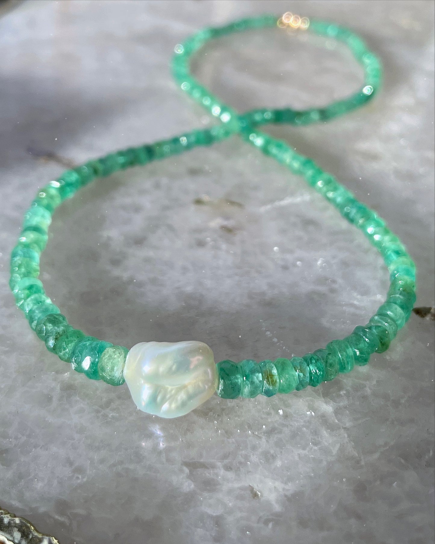 Water Nymph Necklace ⋄ Emerald & Pearl