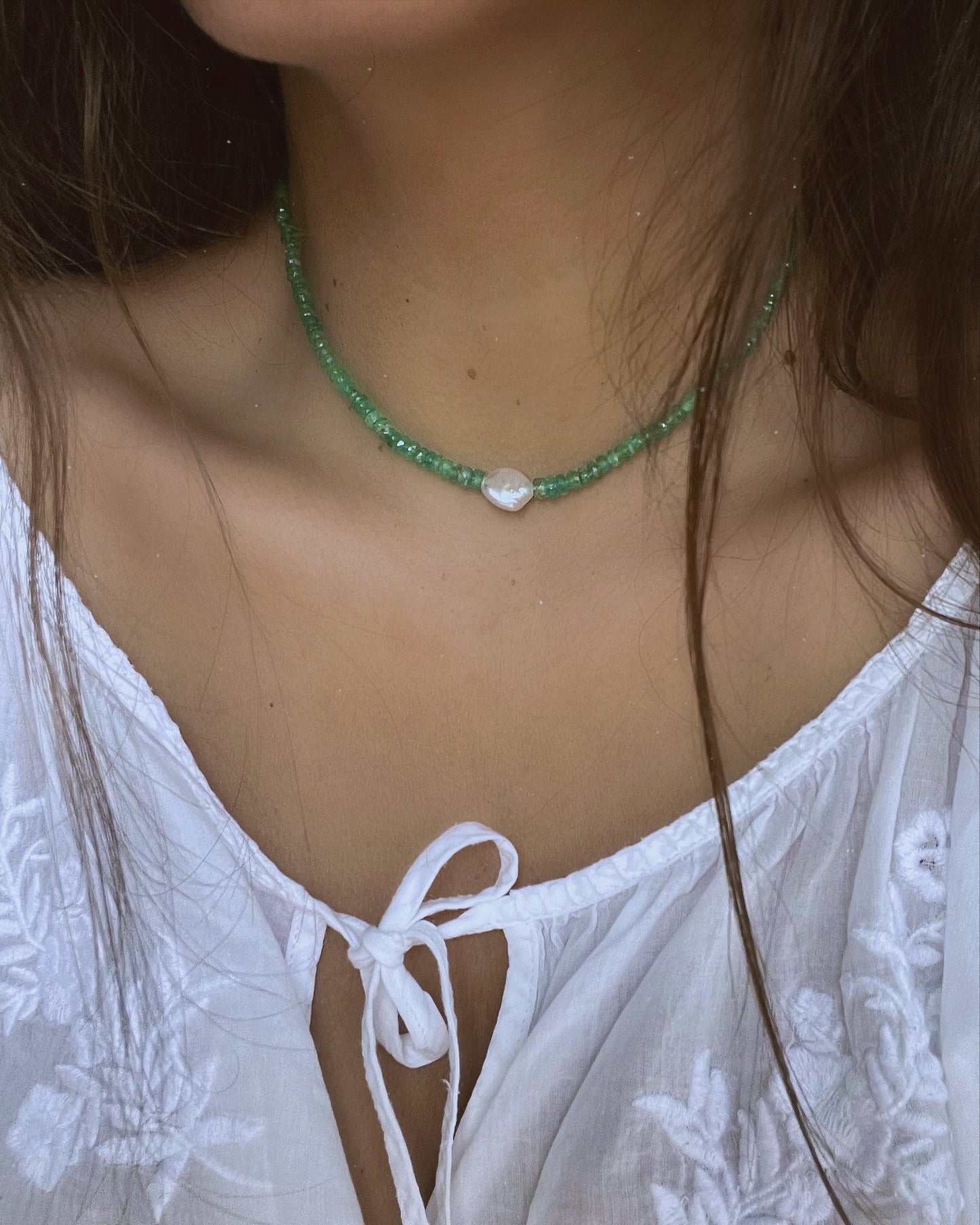 Water Nymph Necklace ⋄ Emerald & Pearl