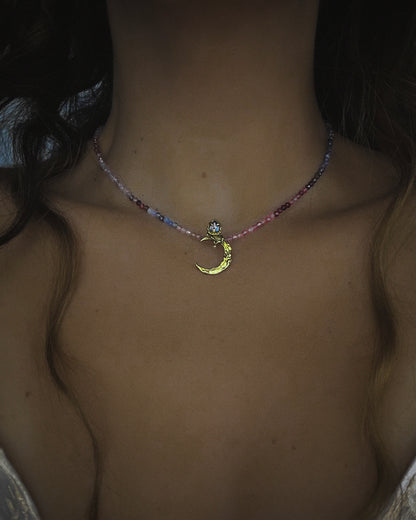Moon Garden Mist Amulet ⋄ Blue Sapphire & Shaded Spinel
