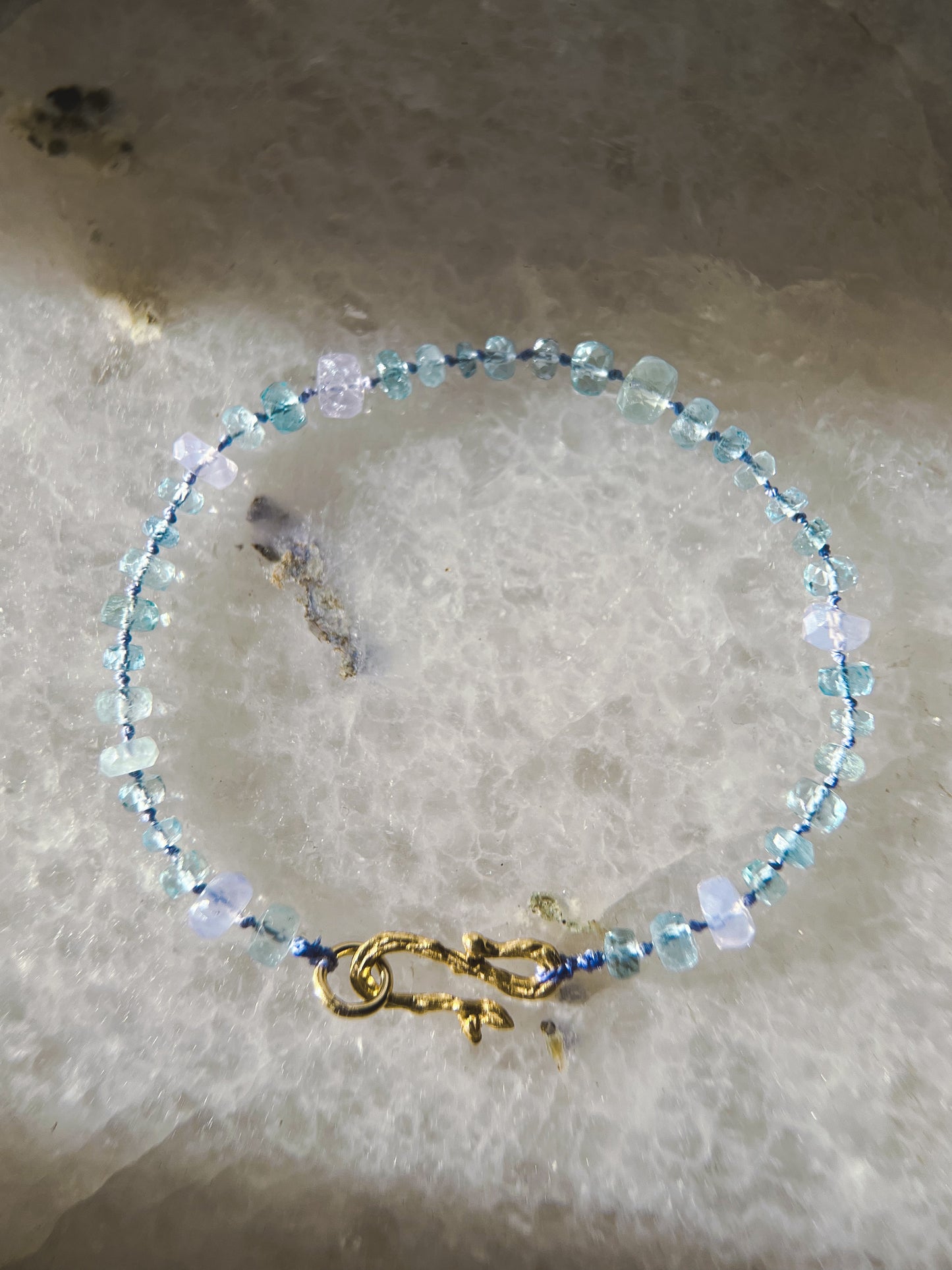 Dewdrops Bracelet ⋄ Lavender Moon Quartz & Aquamarine