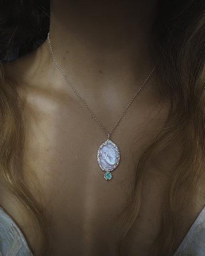 Mermaid Amulet ⋄ Mother of Pearl & Paraíba Tourmaline