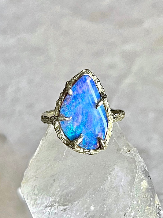 14k Solid Gold ⋄ Ascension Ring ⋄ Australian Opal ⋄ size 7