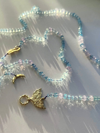 Dewdrops Lariat Necklace ⋄ Lavender Moon Quartz & Aquamarine