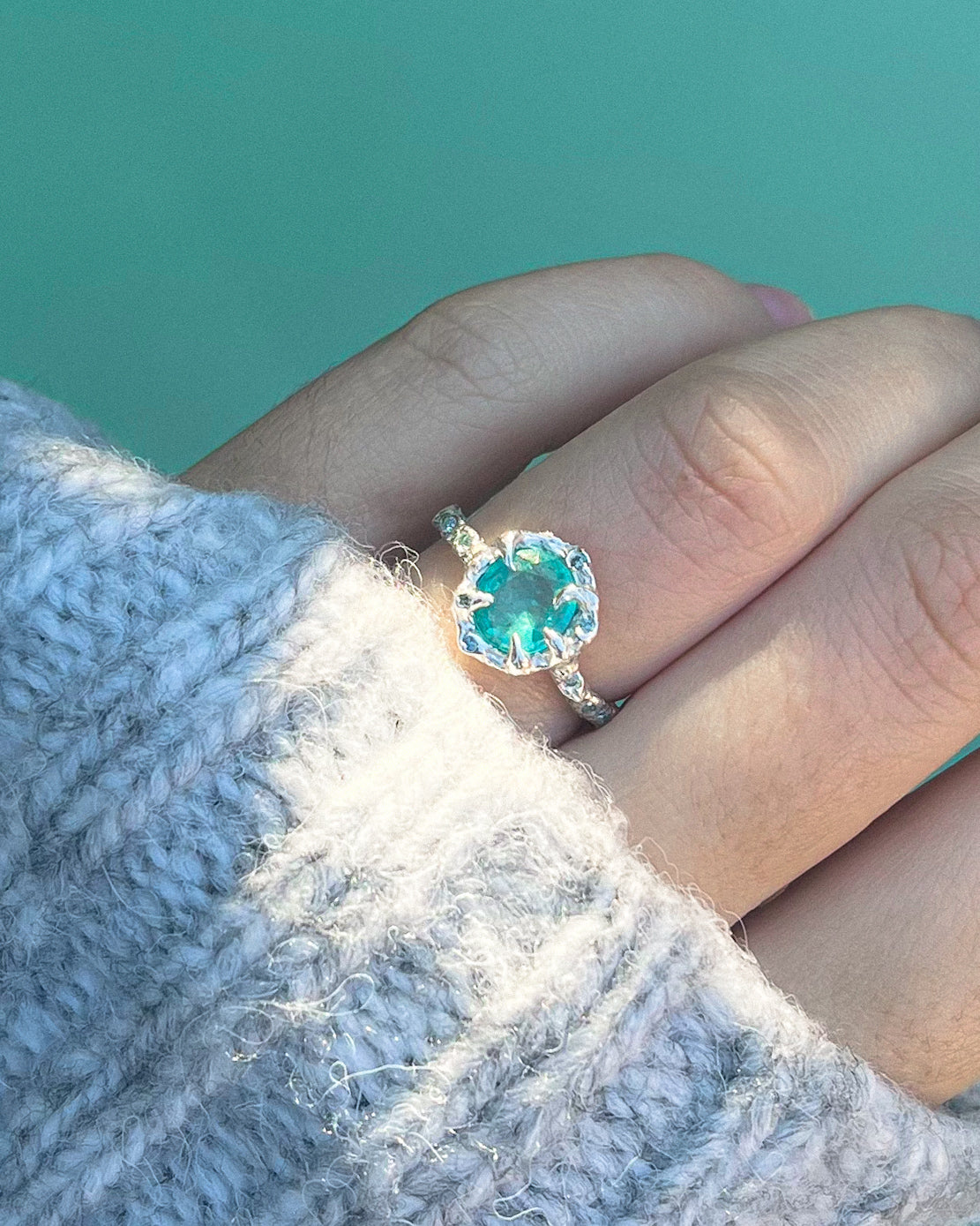 Lagoon Ring ⋄  Sea Green Apatite ⋄ size 5.5