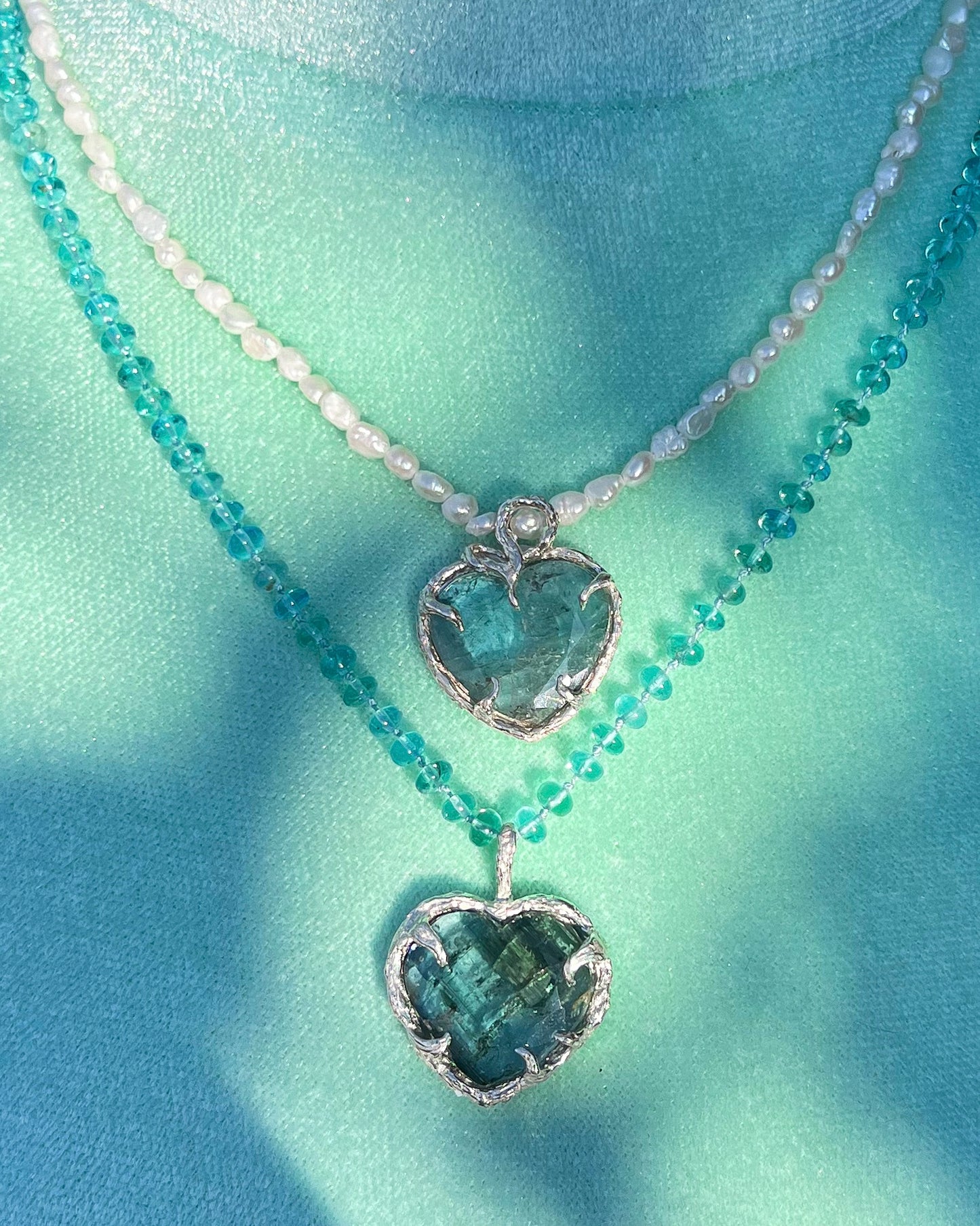 Siren’s Heart Amulet ⋄ Indicolite Tourmaline & Sea Apatite