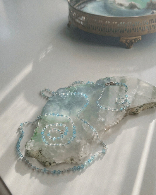Dewdrops Long Layer Necklace ⋄ Apatite, Aquamarine, Labradorite