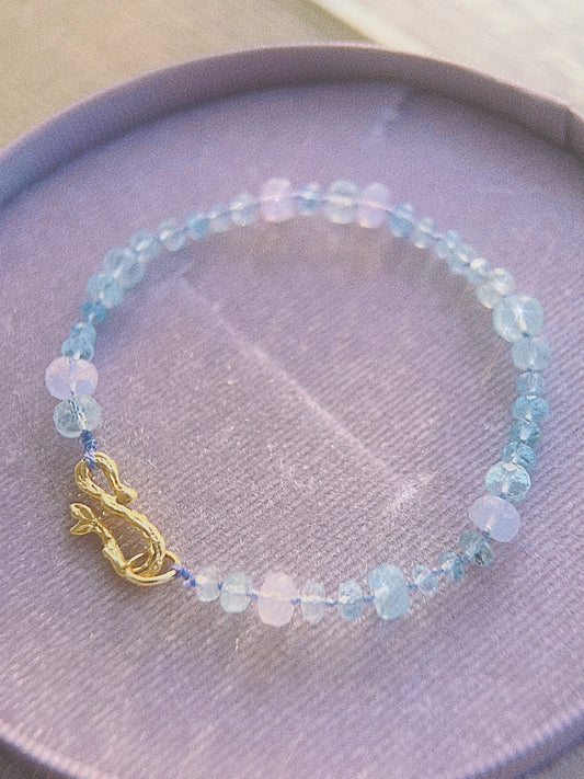 Dewdrops Bracelet ⋄ Lavender Moon Quartz & Aquamarine
