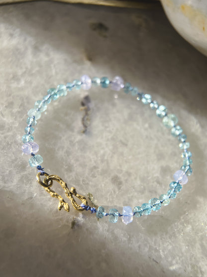 Dewdrops Bracelet ⋄ Lavender Moon Quartz & Aquamarine