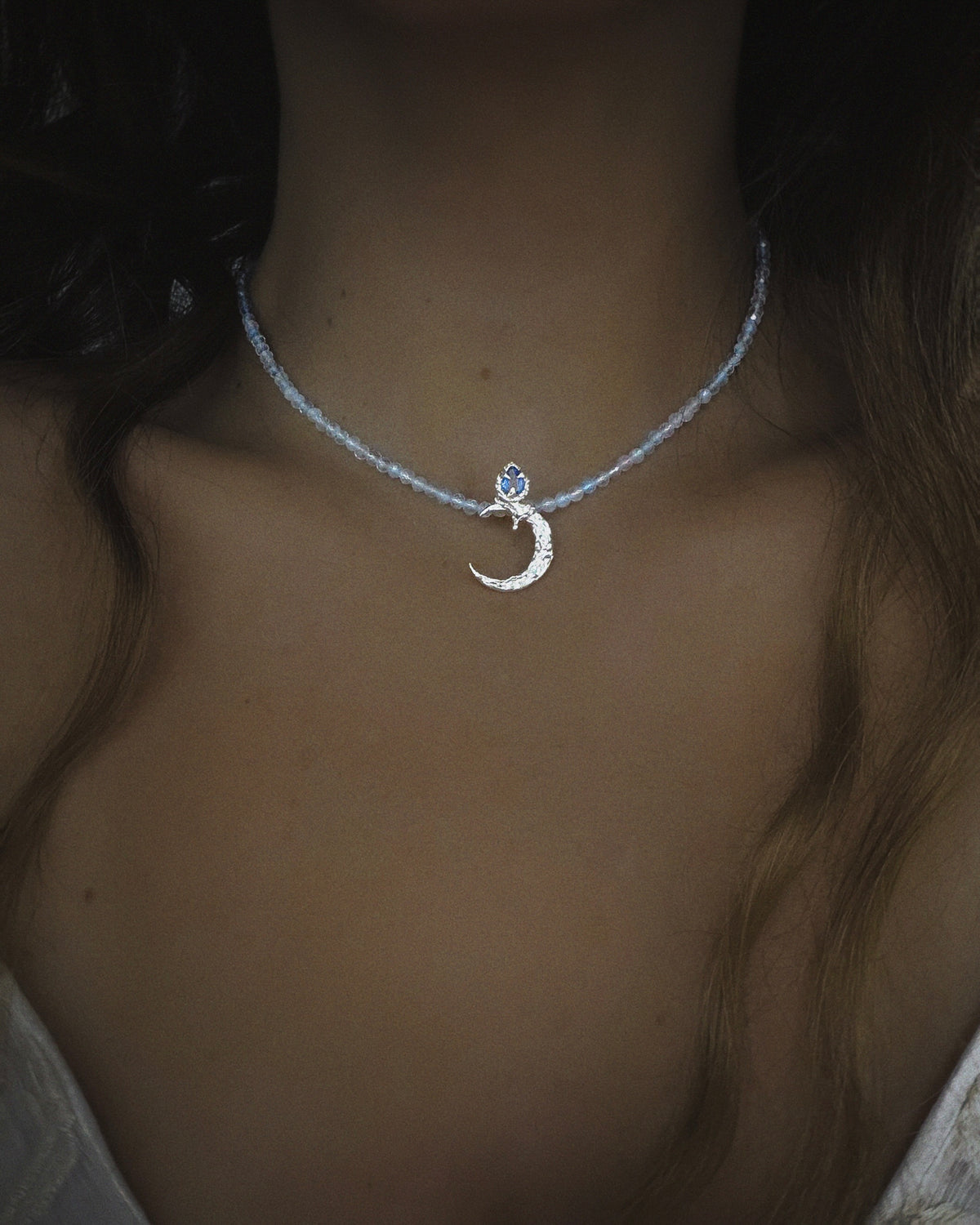 Dusk Moon Amulet ⋄ Blue Sapphire & Aquamarine
