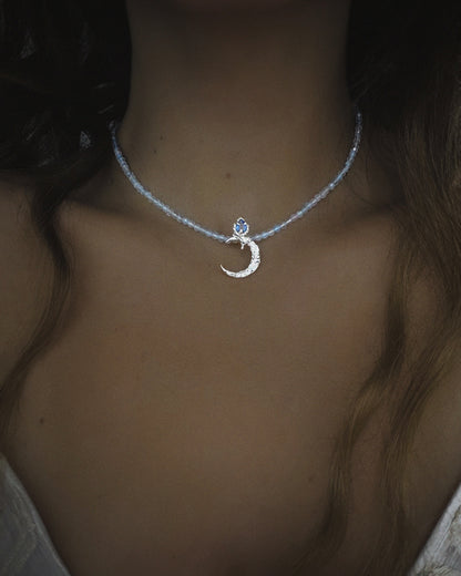 Dusk Moon Amulet ⋄ Blue Sapphire & Aquamarine