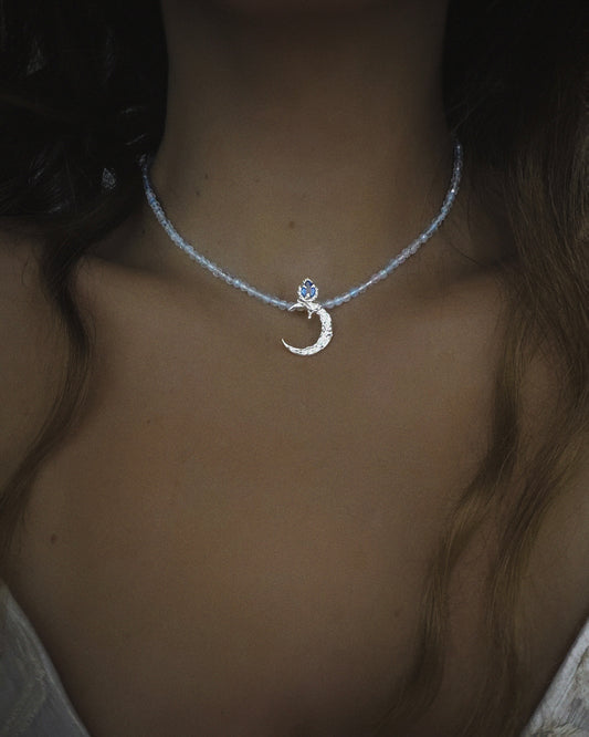 Dusk Moon Amulet ⋄ Blue Sapphire & Aquamarine