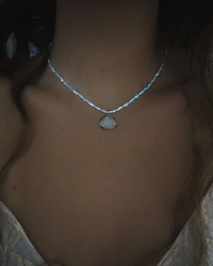 Siren Creek Treasure Necklace ⋄ Aquamarine & Blue Pearls