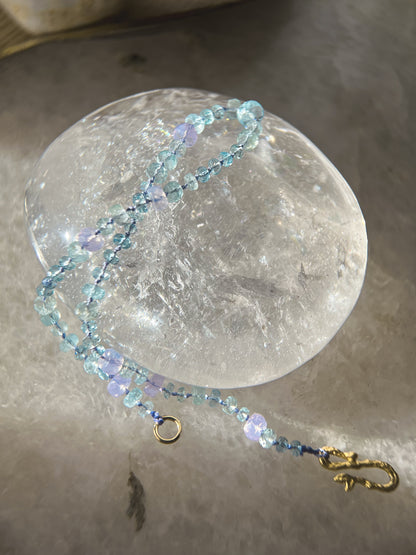Dewdrops Anklet ⋄ Lavender Moon Quartz & Aquamarine