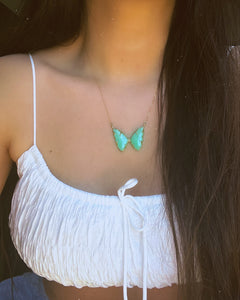 Peppermint Garden Butterfly Necklace • Chrysoprase