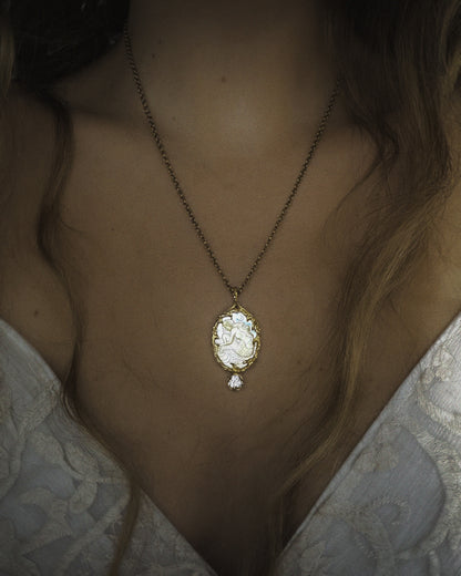 Mermaid Amulet ⋄ Mother of Pearl & White Tourmaline