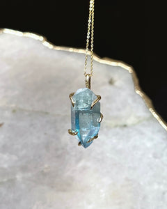 Healing Crystal Necklace ⋄ Aqua Aura Lemurian Quartz