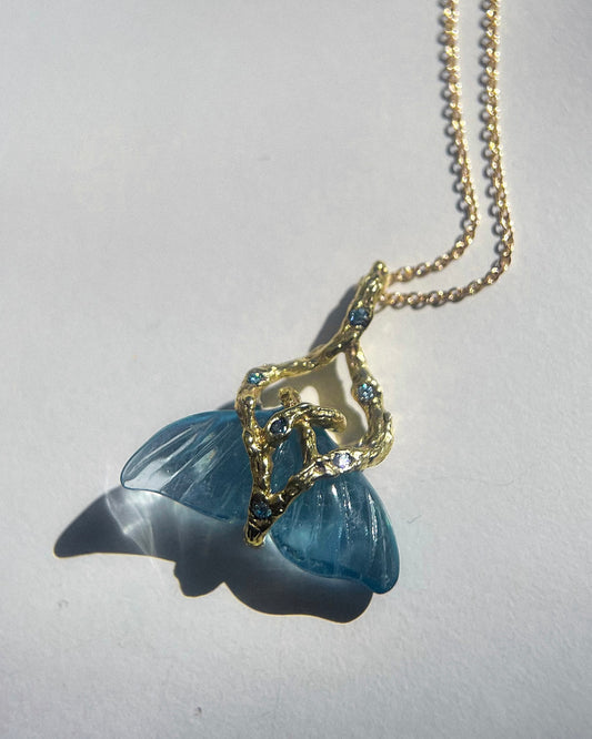 Mermaid Tail Amulet ⋄ Aquamarine ⋄ gold vermeil