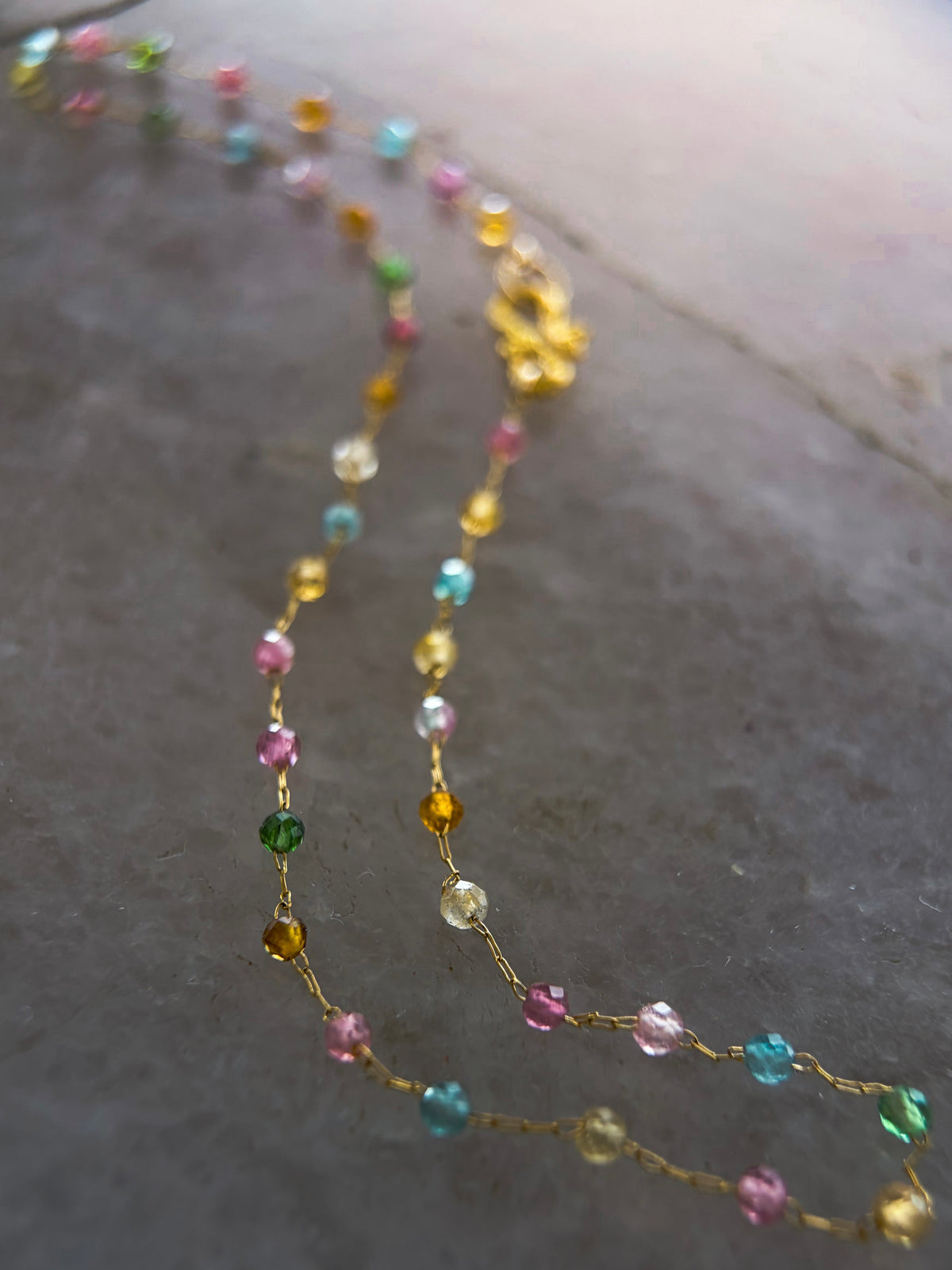 Honey Nectar Dewdrops Chain Necklace ⋄ Tourmaline