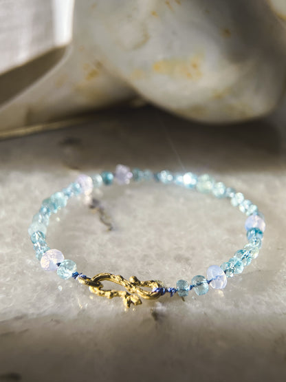 Dewdrops Bracelet ⋄ Lavender Moon Quartz & Aquamarine
