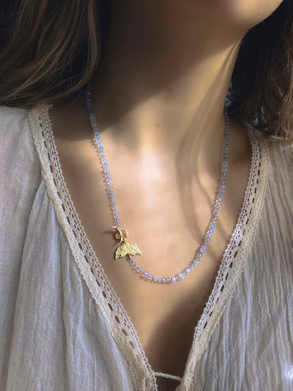 Dewdrops Lariat Necklace ⋄ Lavender Moon Quartz & Aquamarine