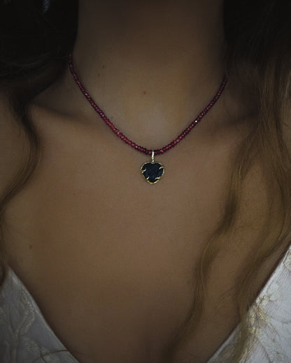 Midnight Rose Heart Necklace ⋄ Indicolite Tourmaline & Garnet