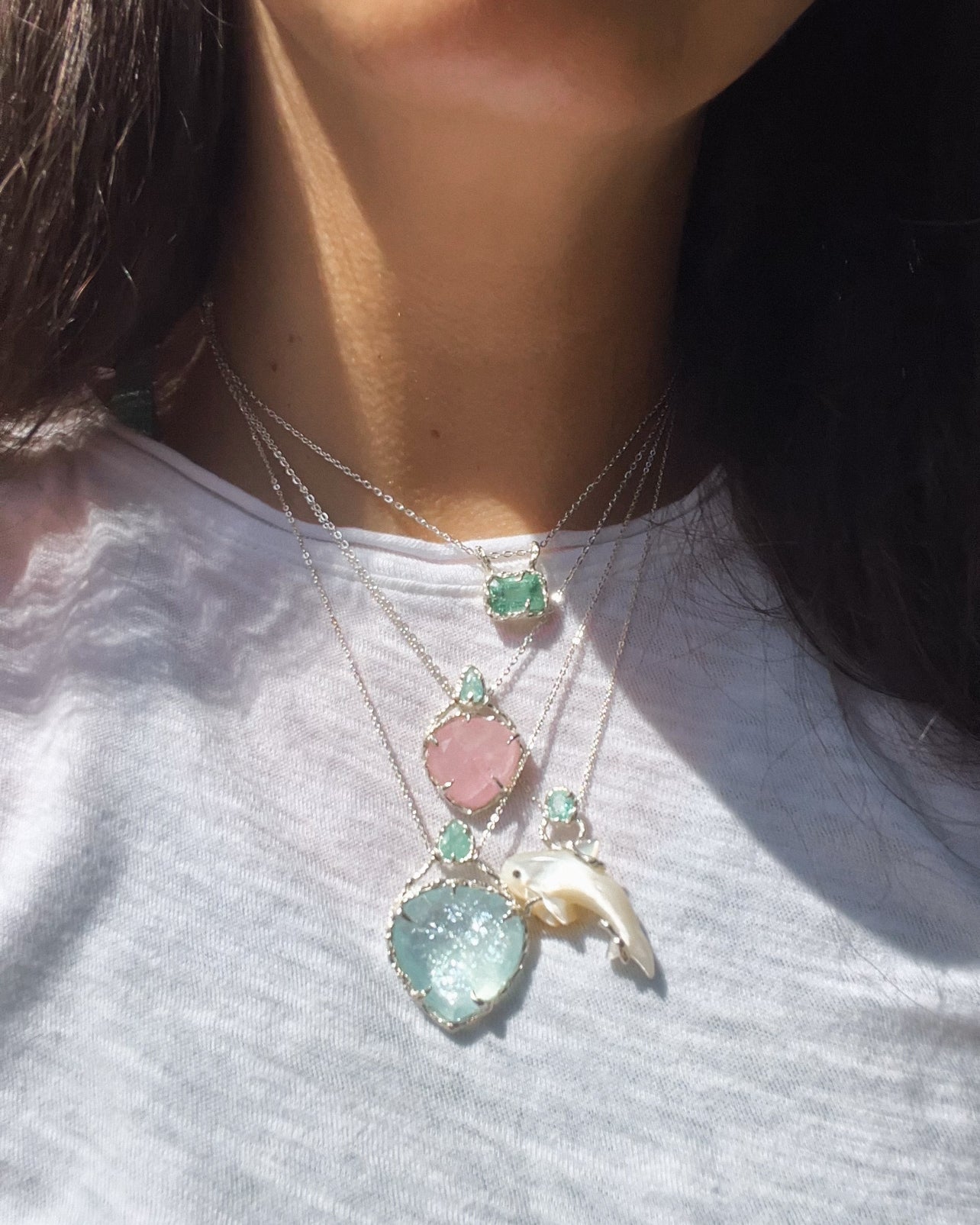 Heart of the Ocean Amulet ⋄ Shimmer Aquamarine & Paraíba Tourmaline