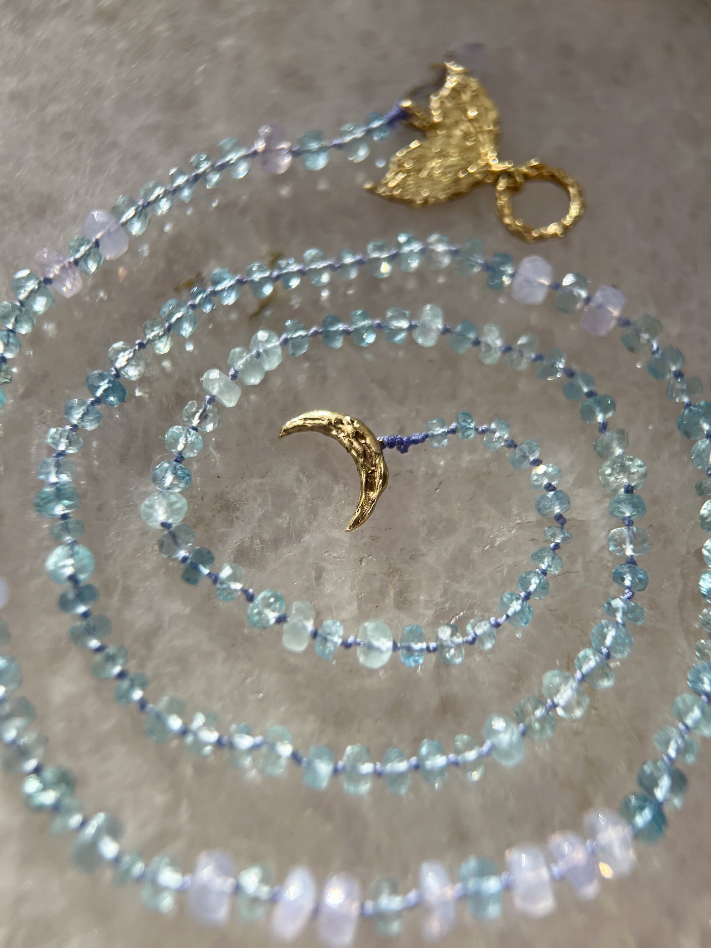 Dewdrops Lariat Necklace ⋄ Lavender Moon Quartz & Aquamarine